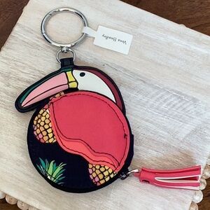 Vera Bradley toucan bag charm with small zipper pocket, brand new with tags
